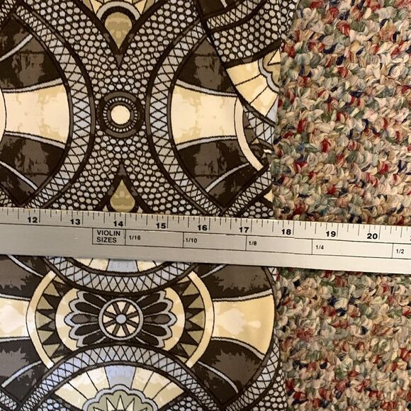 J. McLaughlin Devon Gray Taupe Blue Geo Pattern 3/4 Sleeve Midi Sheath Dress L - Picture 11 of 14